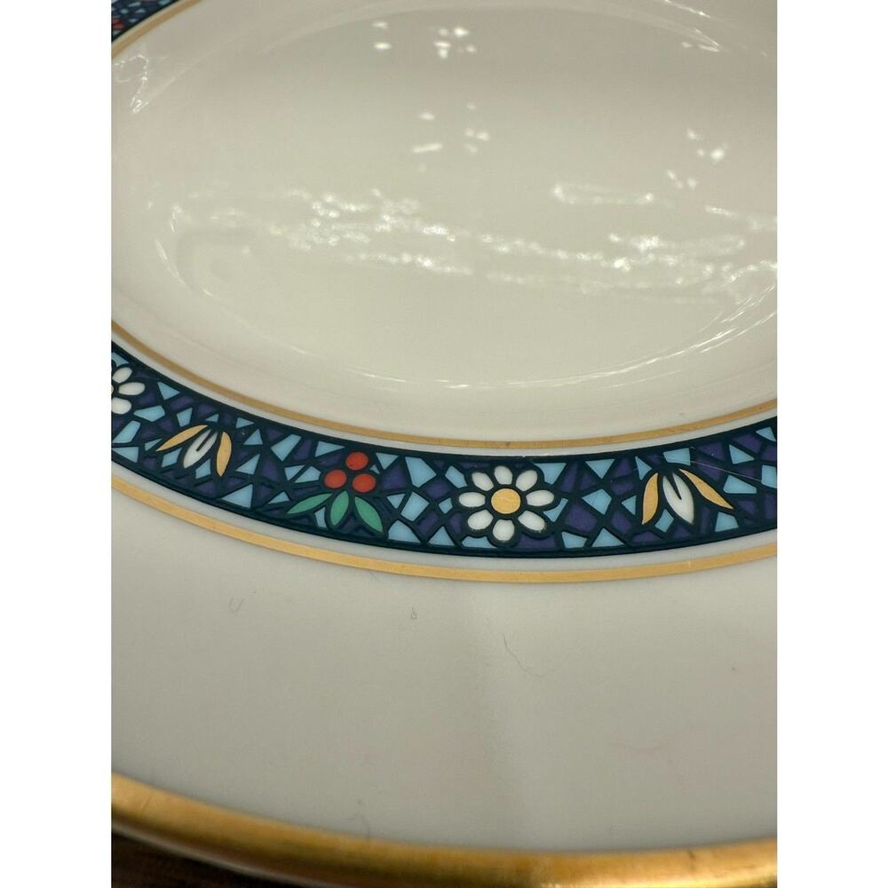 Pickard GRANDEUR Salad‎ PlatesSet of 2 Red/Yellow/Blue Tulip Cherry~Stain Glass